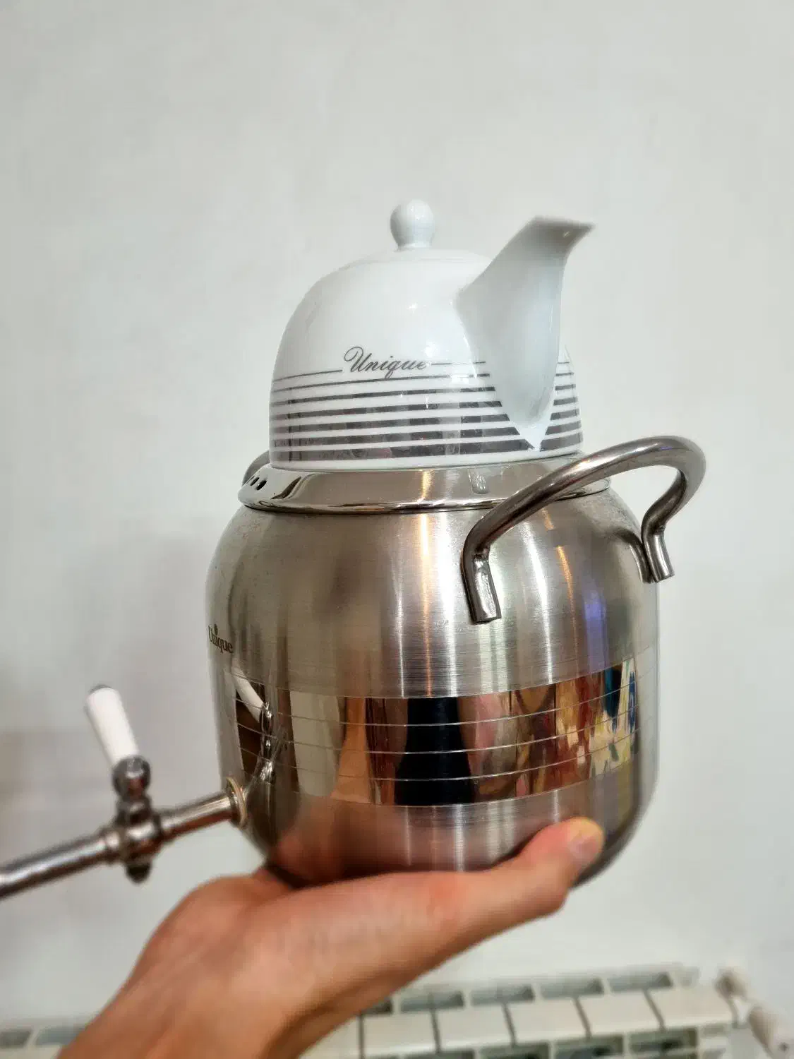 کتری قوری استیل یونیک کاملا نو|قوری، کتری، قهوهساز دستی|قم, بنیاد|دیوار