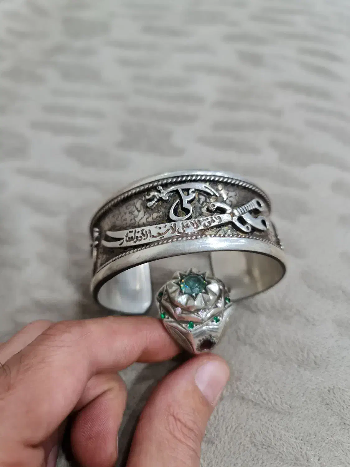 انگشتر نقره و دستبند درجه یک به ضمانت|جواهرات|سیرجان, |دیوار