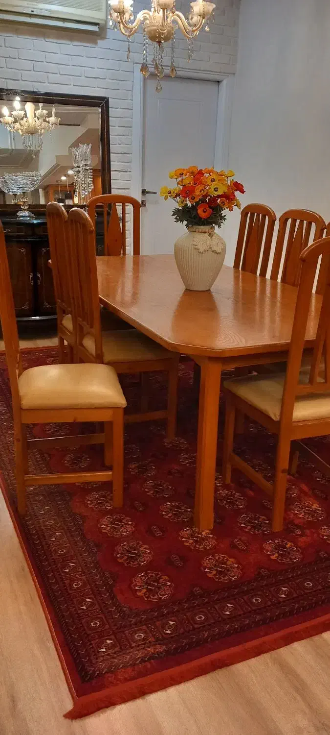 میز نهار خوری ۸ نفره تمام چوب|میز و صندلی غذاخوری|سنگر, |دیوار