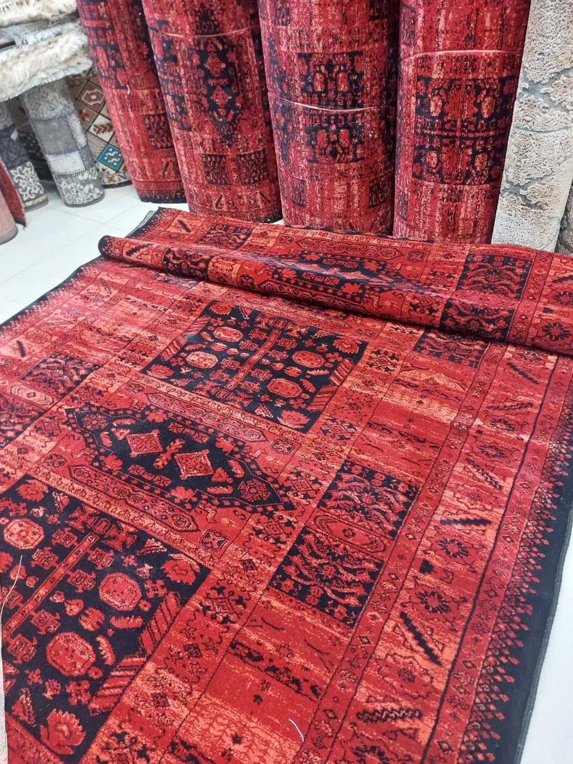 کناره گبه فرش افشان خشتی گلزار|گلیم، جاجیم، گبه|قم, شهدا|دیوار