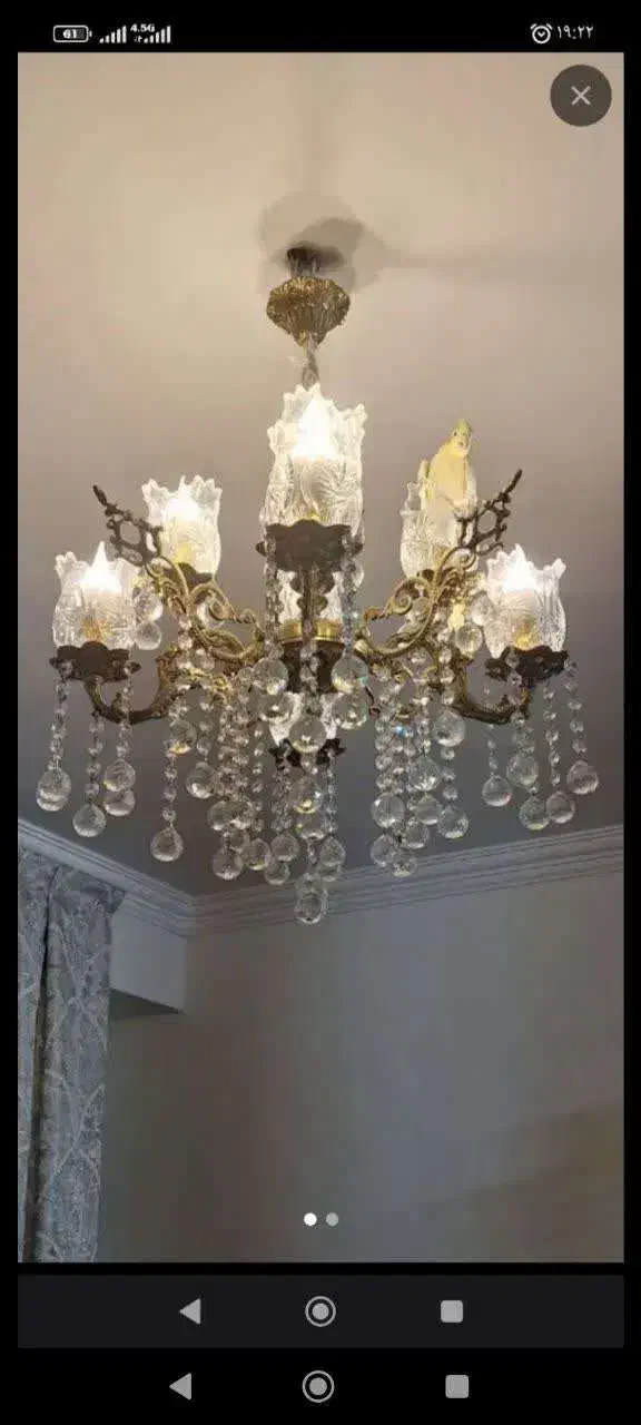 لوستر برنجی 8 شعله|لوستر و چراغ آویز|محلات, |دیوار