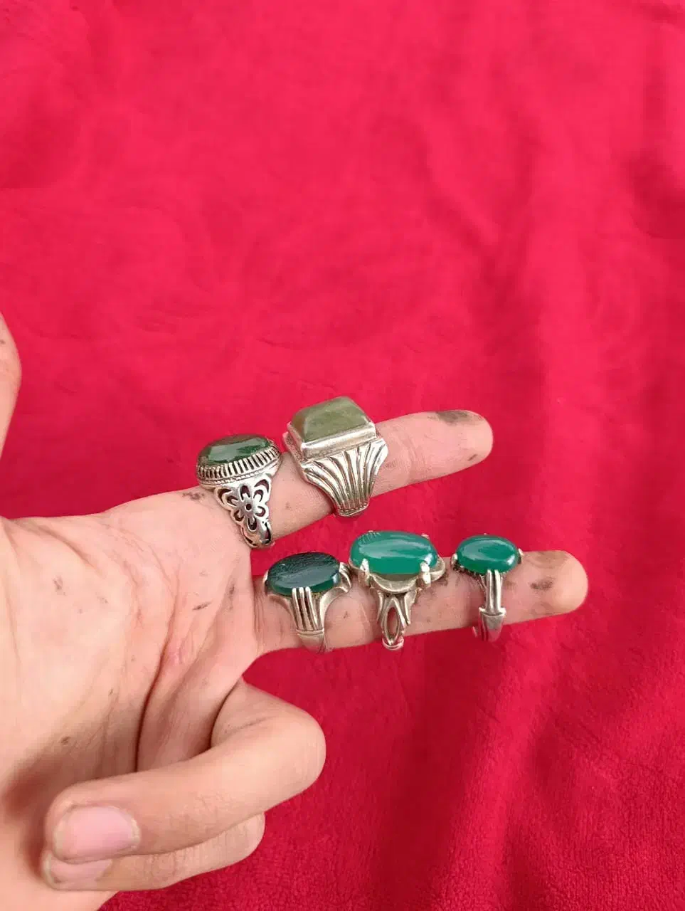 انگشتر نقره عقیق سبز یشم جید|جواهرات|کرج, اصفهانی‌ها|دیوار