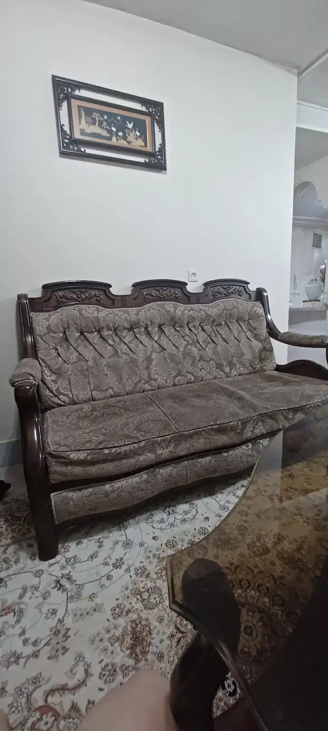مبل ۷ نفره چوب راش همراه با میز وسط مبل و عسلی|مبلمان خانگی و میز عسلی|مبارکه, |دیوار