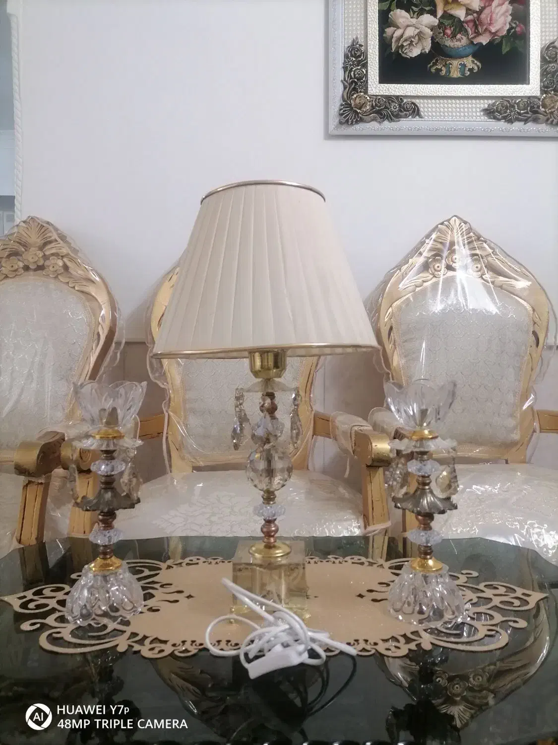 یک جفت جا شمعی با چراغ خواب|چراغ خواب و آباژور|نیشابور, فیض آباد|دیوار