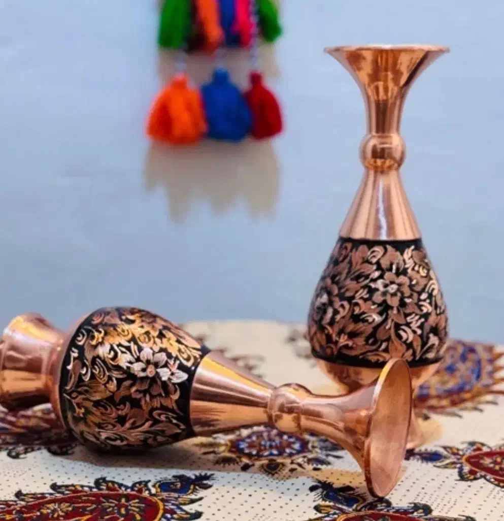 گلدان مسی سایز۲۵ دو عدد|صنایع دستی و سایر لوازم تزئینی|گرگان, |دیوار