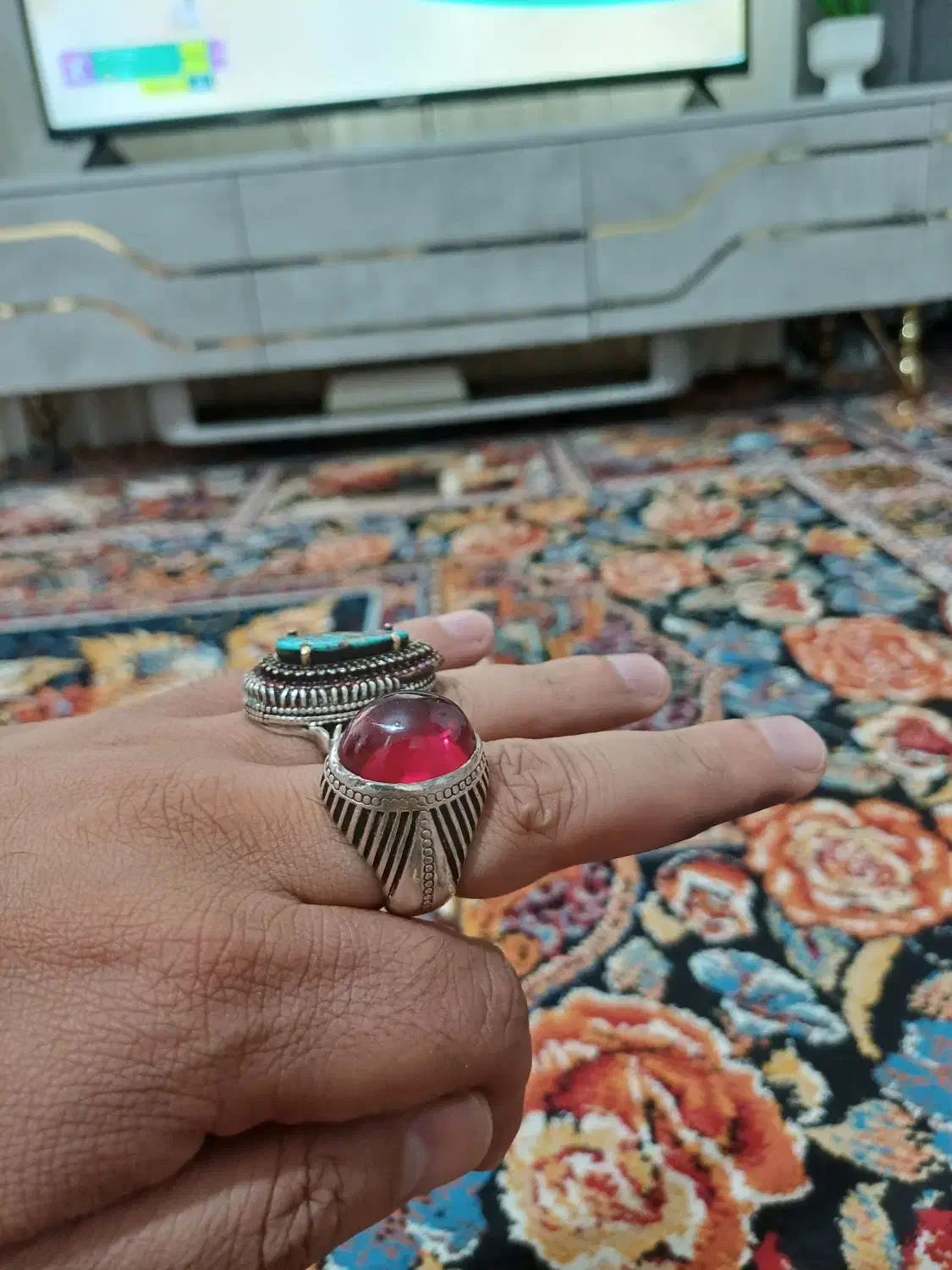 دوعدد انگشتر نقره|جواهرات|نهاوند, |دیوار