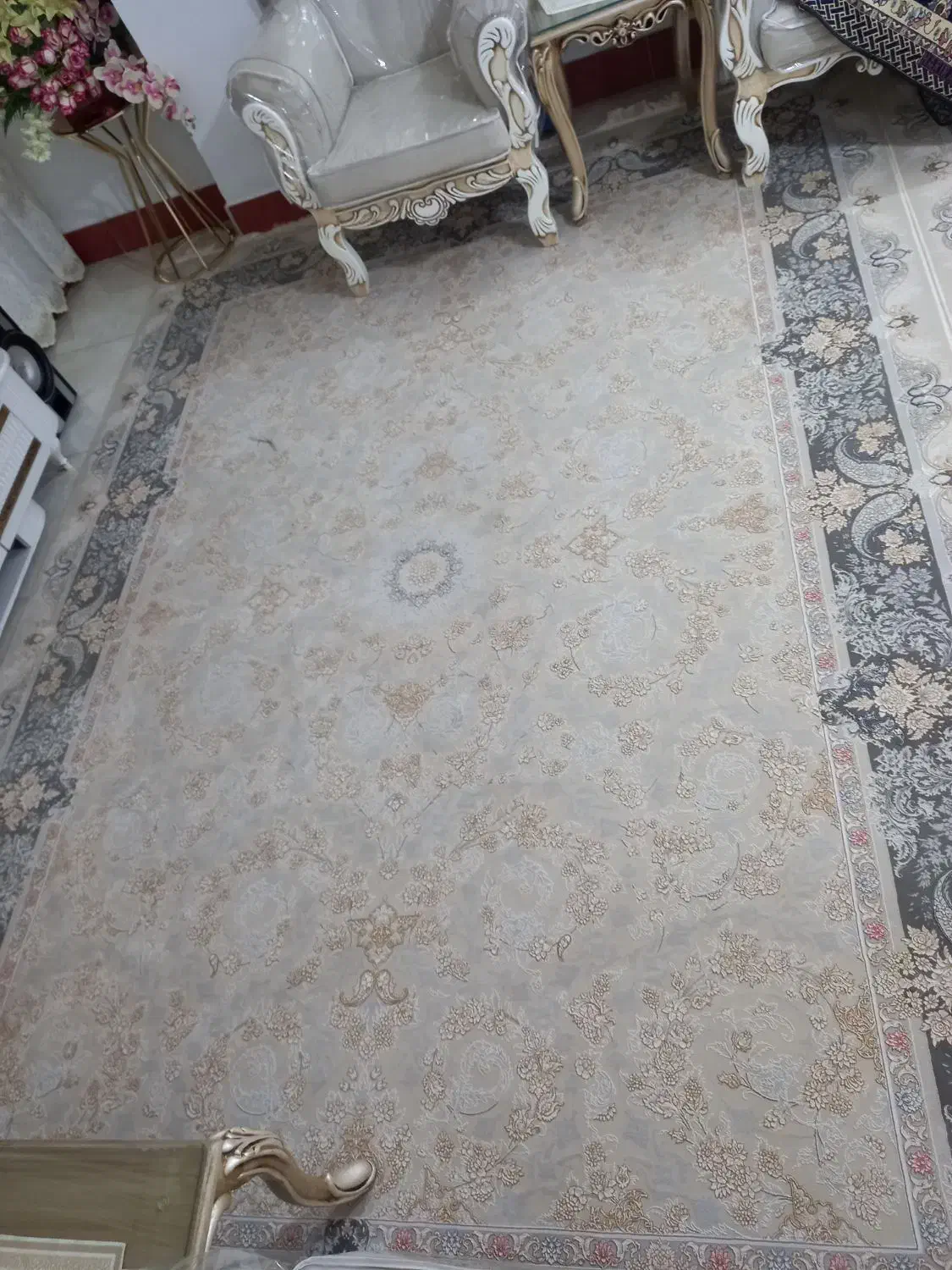 یک جفت فرش ۱۲۰۰ شانه تراکم ۳۶۰۰ گل برجسته نو|فرش|الوند, |دیوار