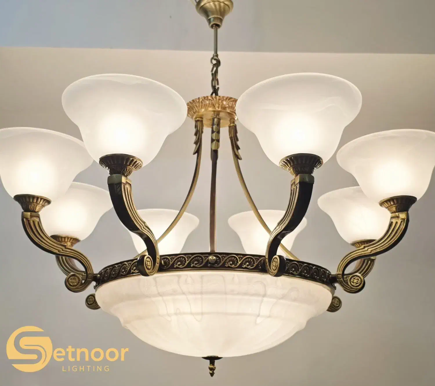 ست ۲ عدد لوستر تمام برنز ۶ و ۸ شاخه لوکس و مجلل|لوستر و چراغ آویز|تهران, اقدسیه|دیوار