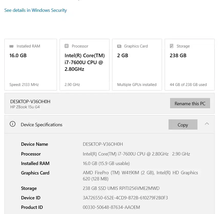 hp zbook 15u g4 core i7 نسل 7|رایانه همراه|بیرجند, |دیوار