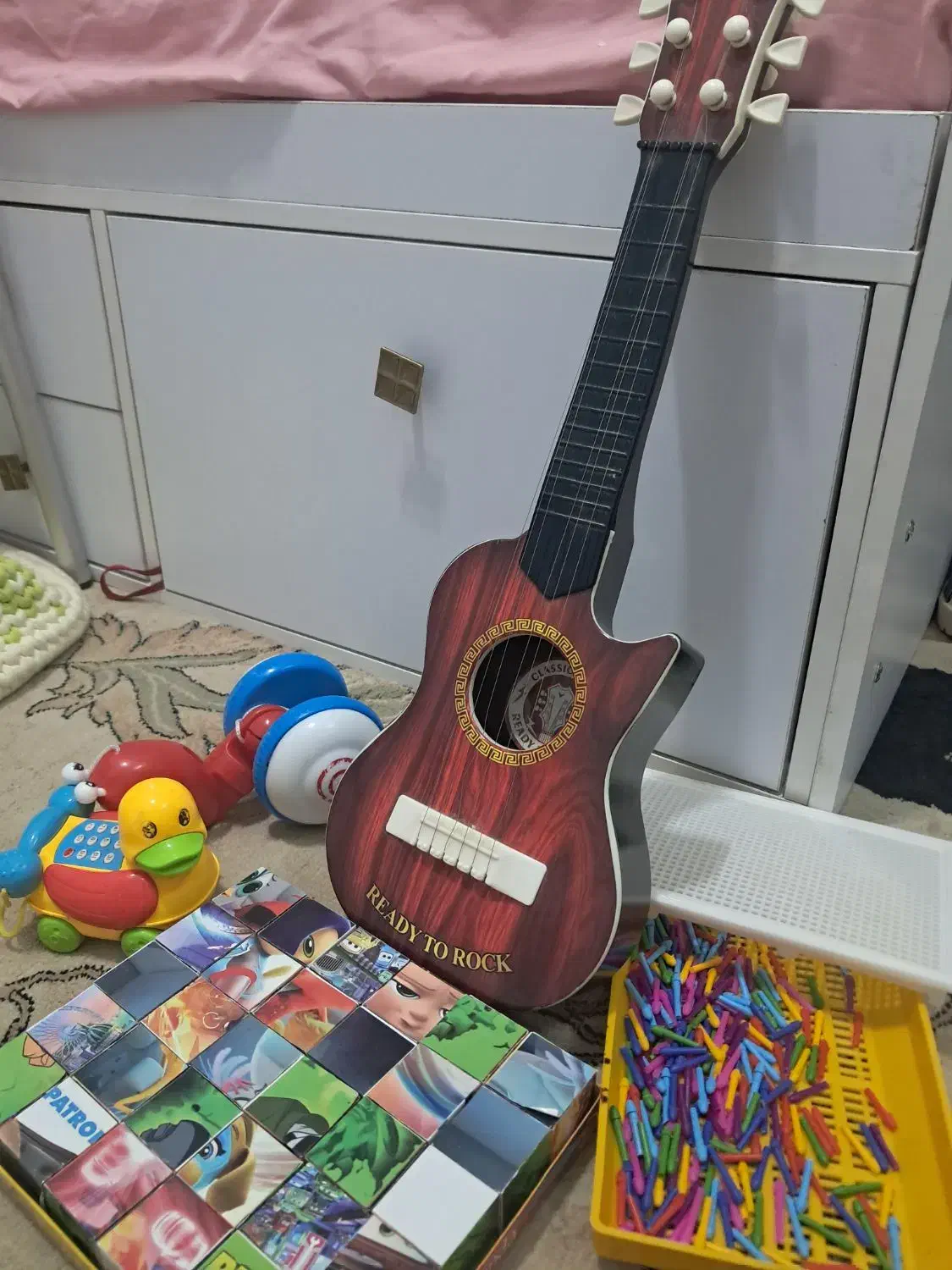 گیتار جورچین چوبی حلزون تلفن موزیکال سوزنی|اسباببازی|دامغان, |دیوار