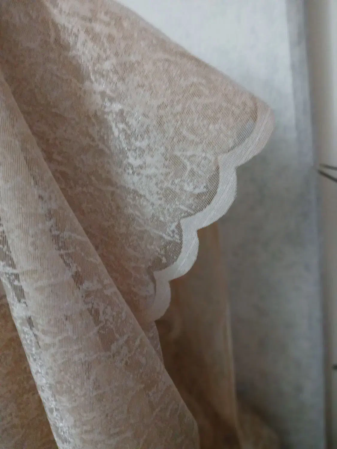 پرده تور ندوخته کرم نسکافه ای|پرده، رانر، رومیزی|تهران, بهار|دیوار