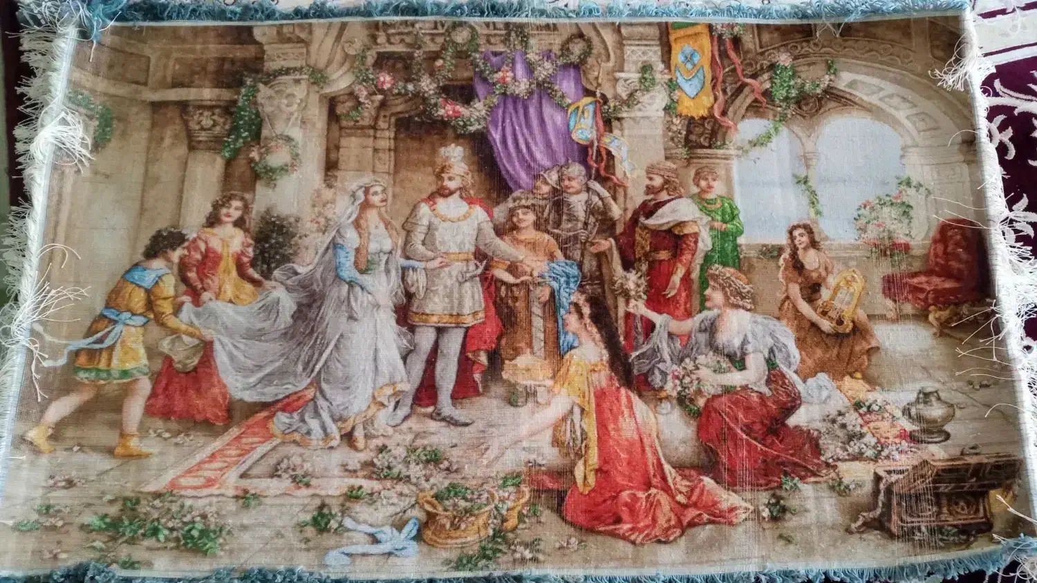 تاجگذاری حضرت سلیمان چله ابریشم ابعاد ۱۴۰ در ۹۰|تابلو فرش|مشگین شهر, |دیوار