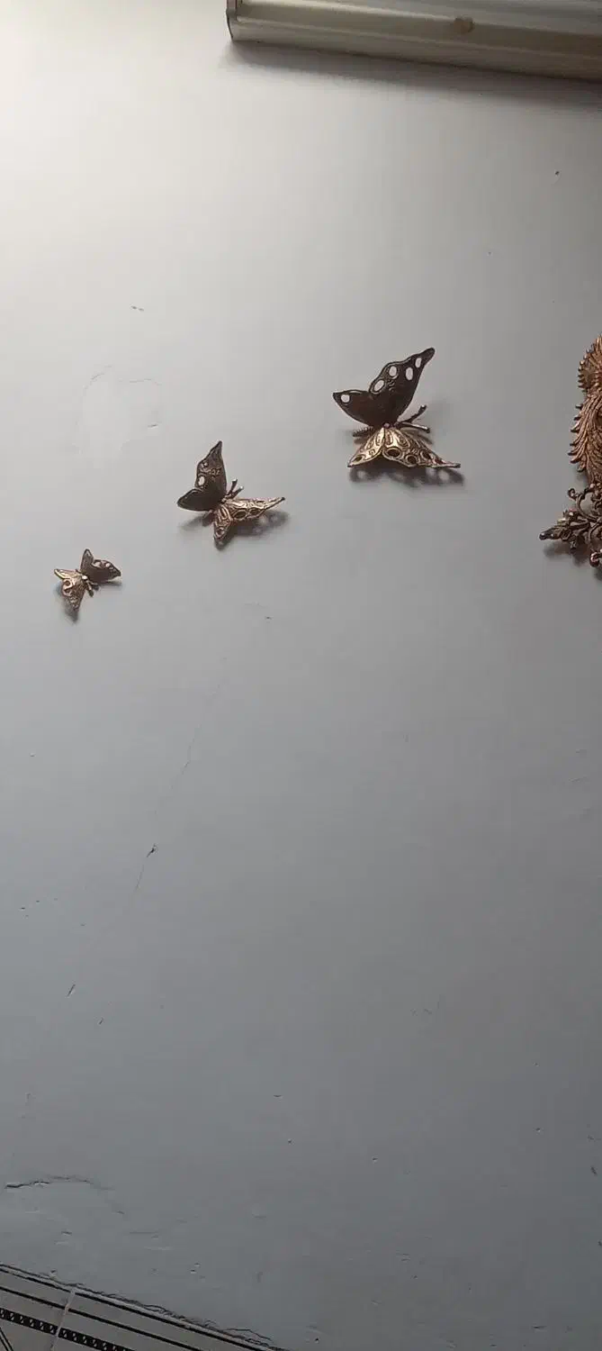 ساعت برنز وپروانه های دیوارکوب برنز|ساعت دیواری و تزئینی|بروجرد, |دیوار