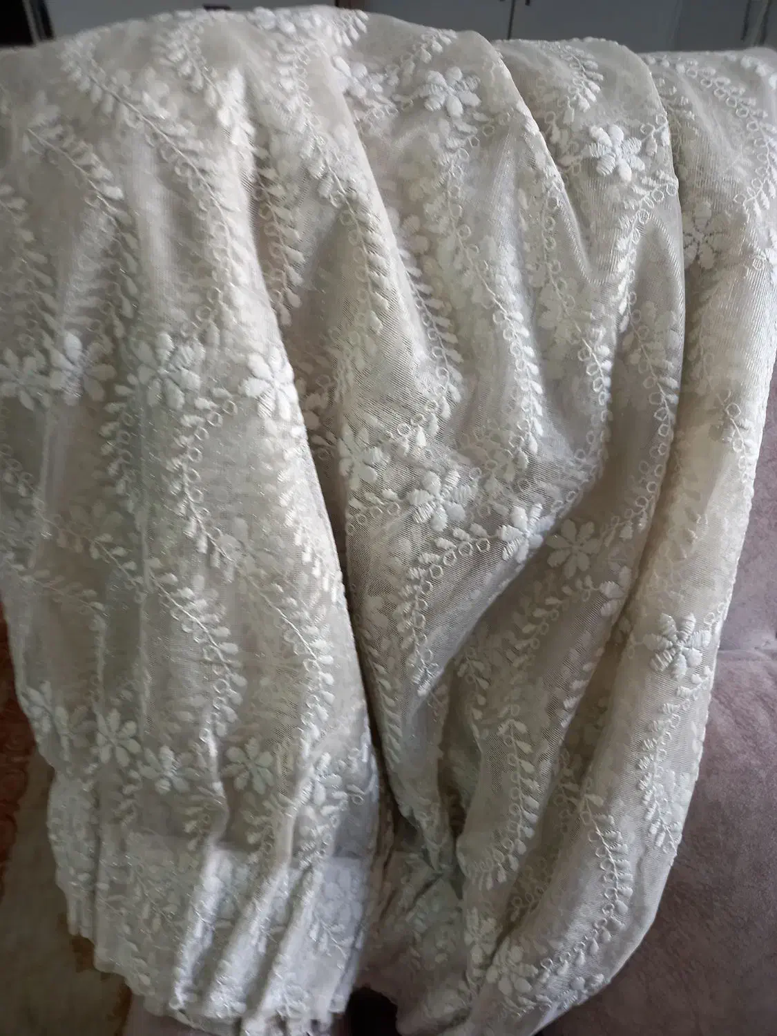 ۲ عدد پرده یاسی ۱عدد سبز روشن ۱ عدد سفید|پرده، رانر، رومیزی|تهران, دولاب|دیوار