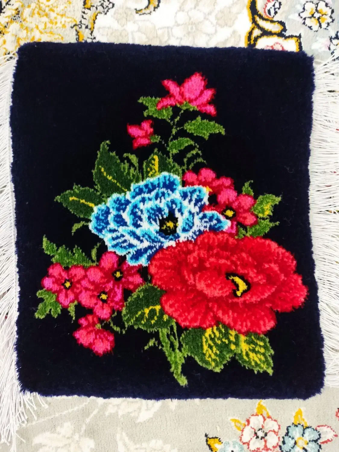 گل رز دست بافت بزرگ|تابلو فرش|بیجار, |دیوار