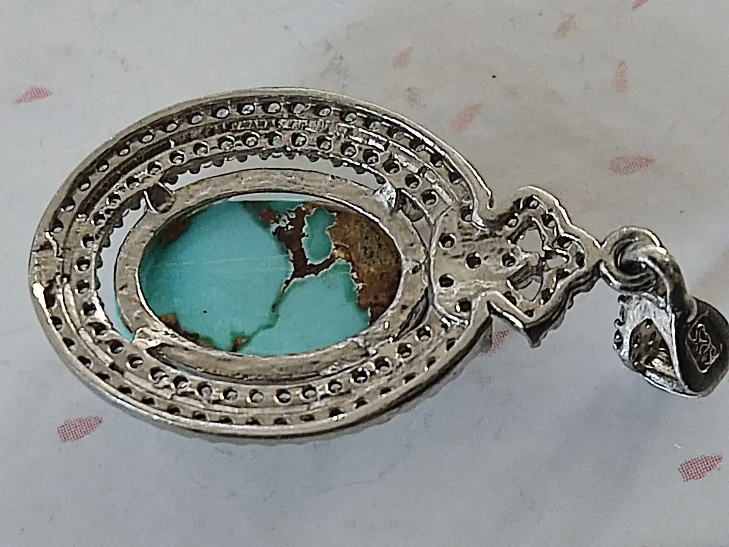 پلاک گردن بند فیروزه نیشابور رگه طلا|جواهرات|کرمانشاه, |دیوار