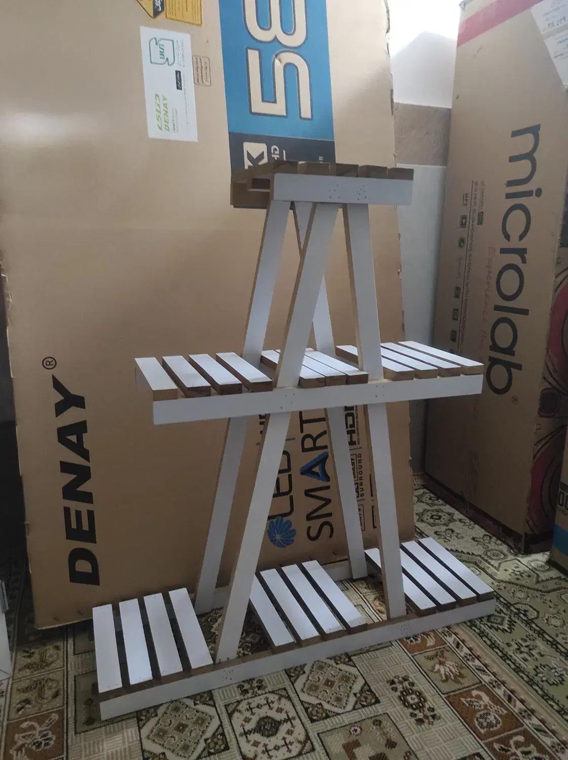 فروش استند چوبی مخصوص نگه داری گلدان|صنایع دستی و سایر لوازم تزئینی|خرمدره, |دیوار