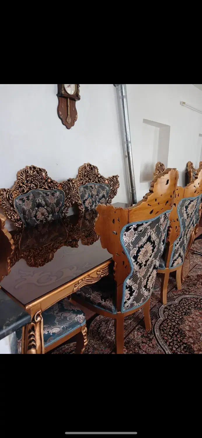 مبلمان با سرویس ناهارخوری ۸ نفره|مبلمان خانگی و میز عسلی|ایلخچی, |دیوار