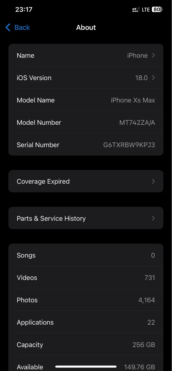 ایفون xsmax ۲۵۶گیگ باتری ۷۶پارتنامبر Zaa|موبایل|بیجار, |دیوار