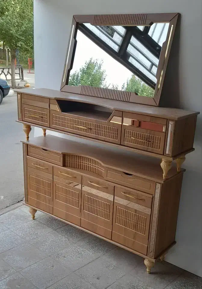 ست میز تلوزیون و آینه و کنسول آینه ای تمام MDF|بوفه، ویترین، کنسول|مرودشت, فاز دوم شهرک فرهنگیان|دیوار