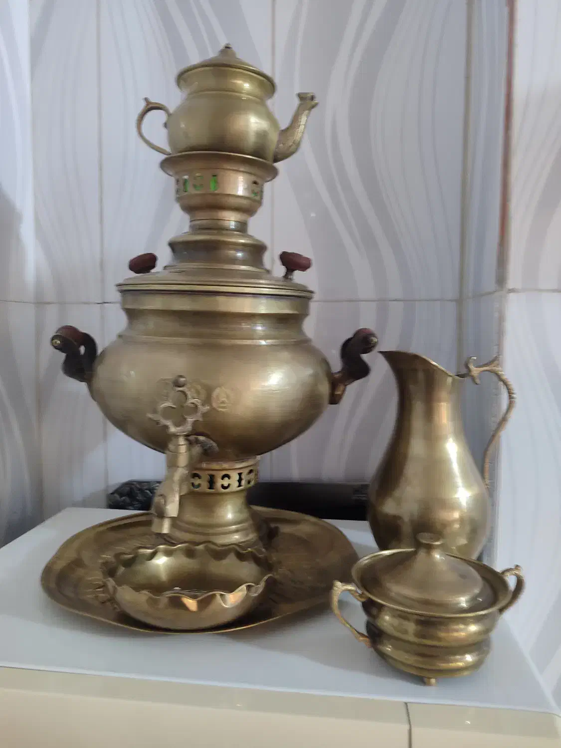 سرویس سماور برنج|صنایع دستی و سایر لوازم تزئینی|شهرکرد, |دیوار