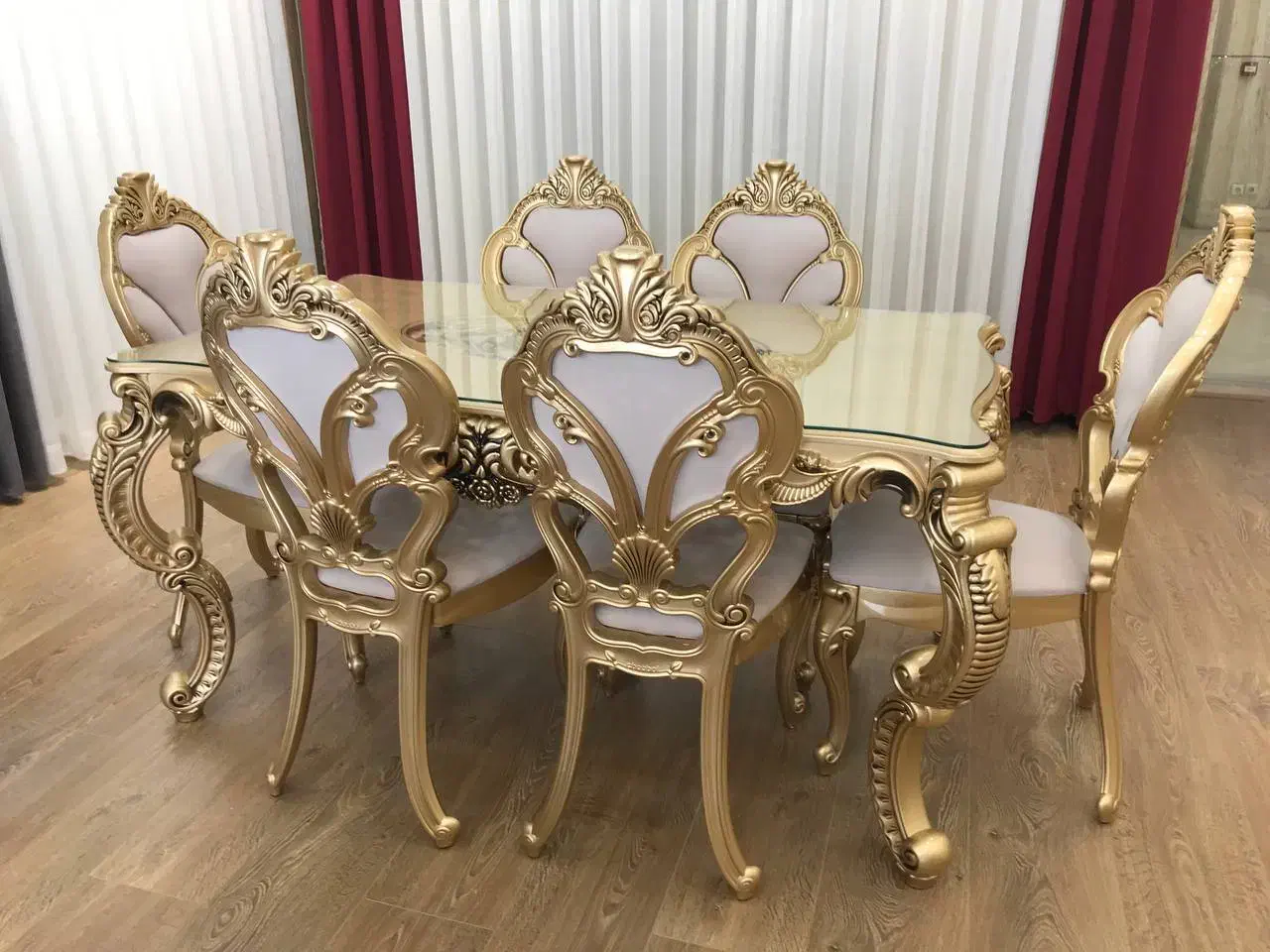 میز ناهار خوری ۶نفره سلطنتی گلد|میز و صندلی غذاخوری|رشت, سعدی (تختی)|دیوار