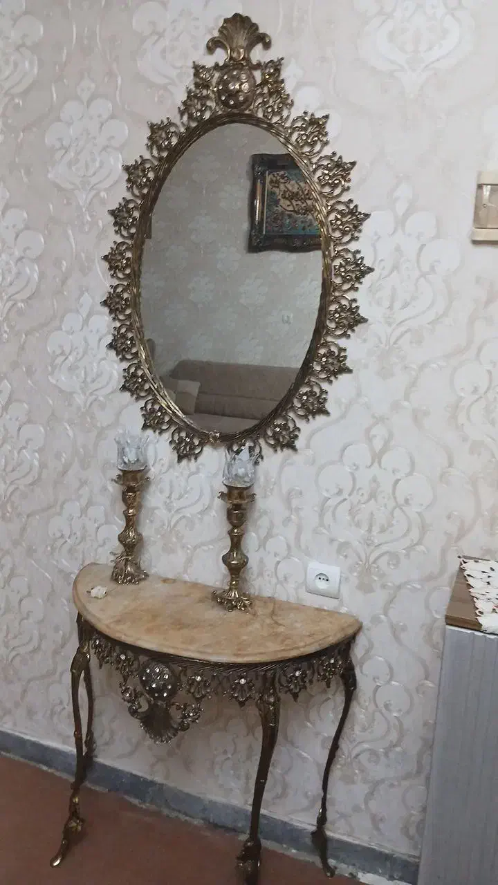 آینه کنسول برنز|لوستر و چراغ آویز|تبریز, |دیوار