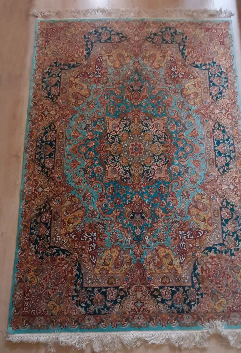 جفت ۳ متری تمام ابریشم تبریز|فرش|تهران, کاج|دیوار