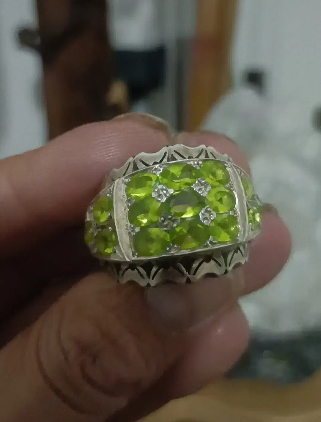 انگشتره نقره زبرجد اصل معدنی|جواهرات|رباطکریم, رباطکریم|دیوار