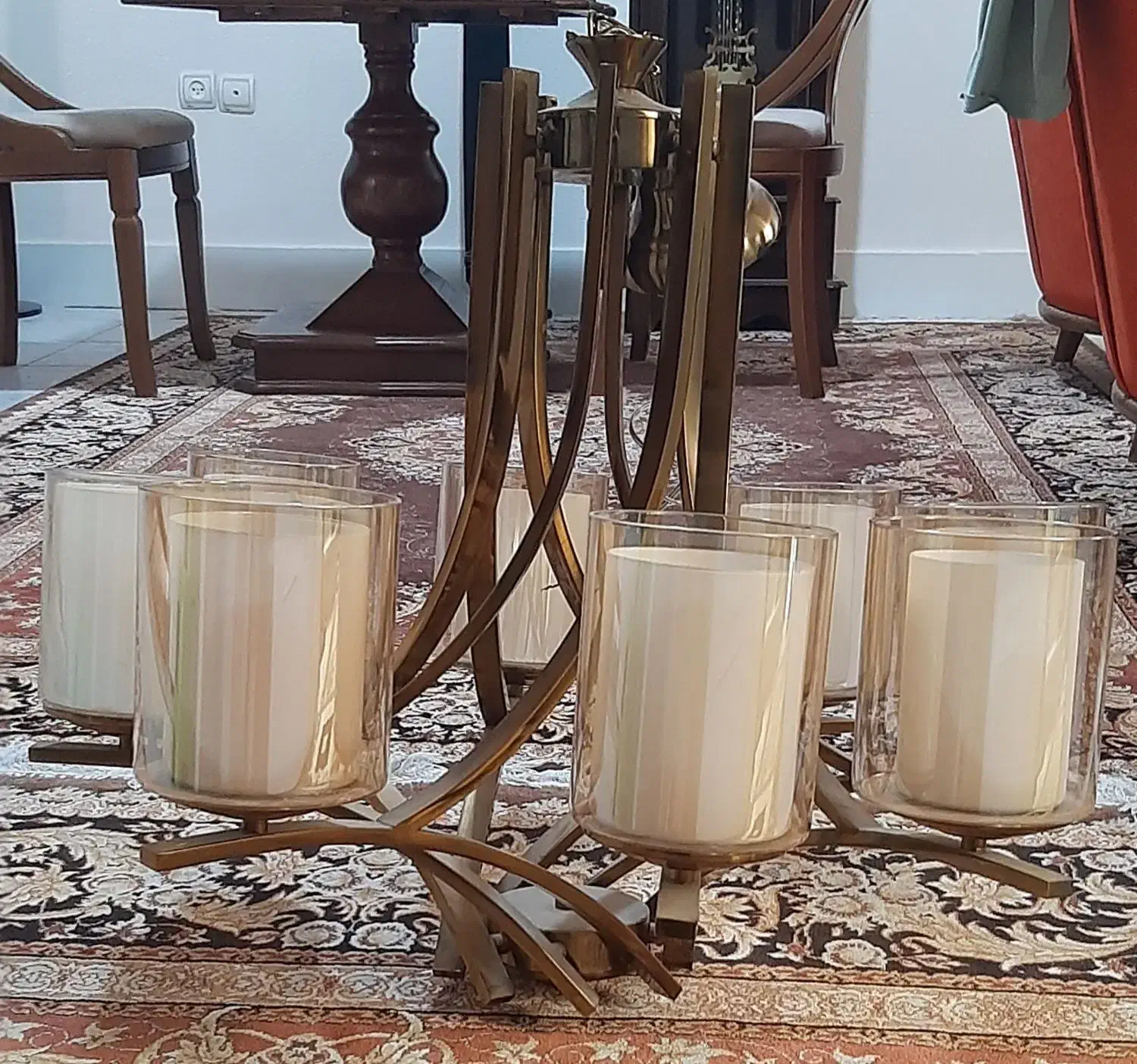 لوستر ۸ شاخه برنز|لوستر و چراغ آویز|شاهین‌شهر, فردوسی|دیوار