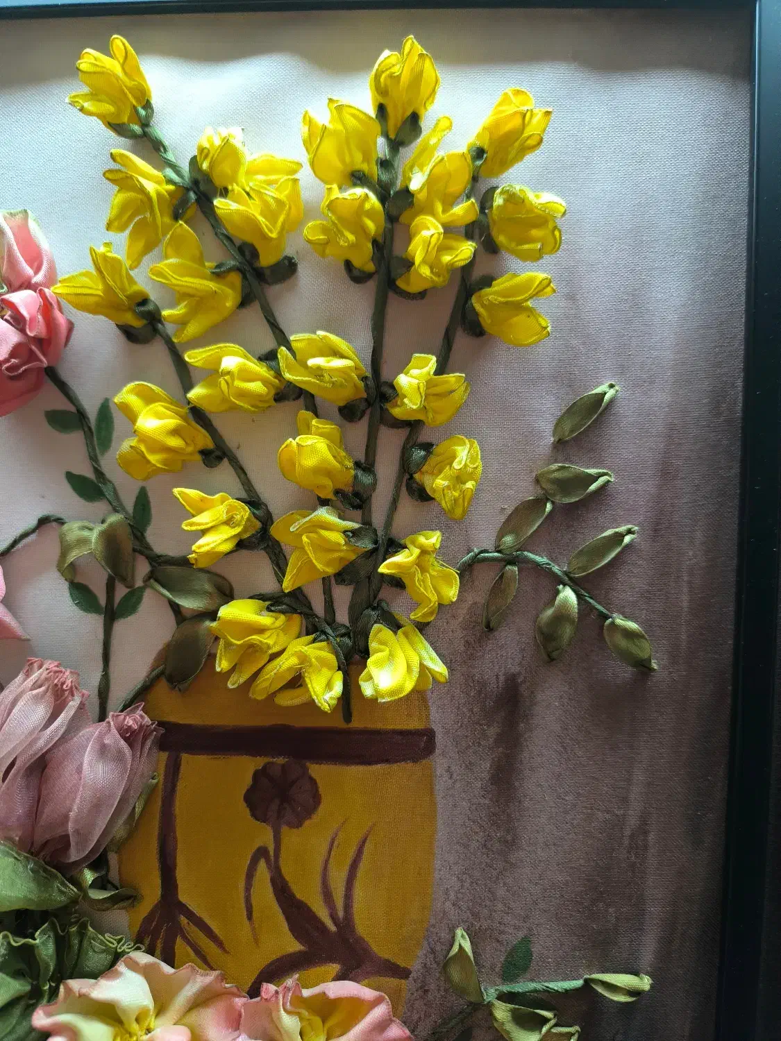 قاب روبان دوزی شده با قاب چوبی|تابلو، نقاشی، عکس|اصفهان, جلفا|دیوار