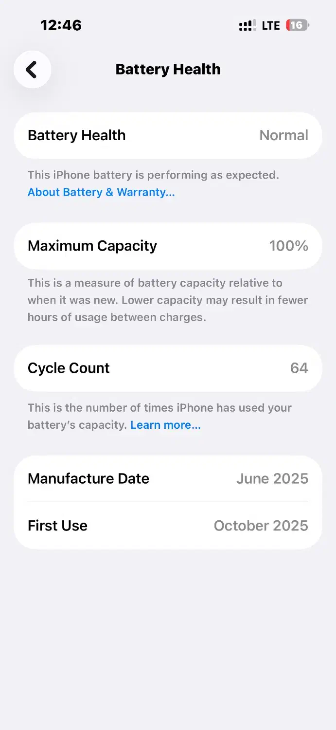 ۱۶ نرمال  باطری ۱۰۰|موبایل|کرج, عظیمیه|دیوار