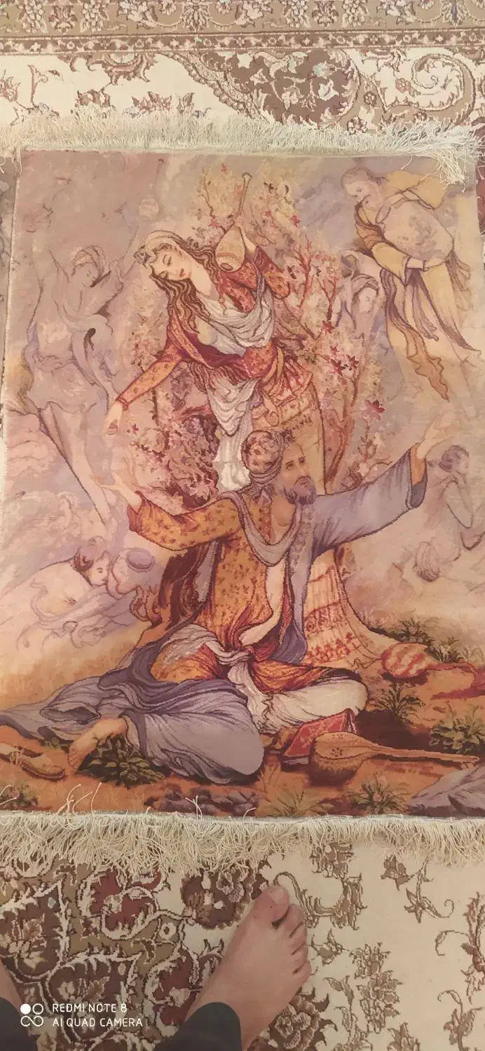 تابلوفرش ابریشم دستبافت|تابلو فرش|کرمانشاه, |دیوار