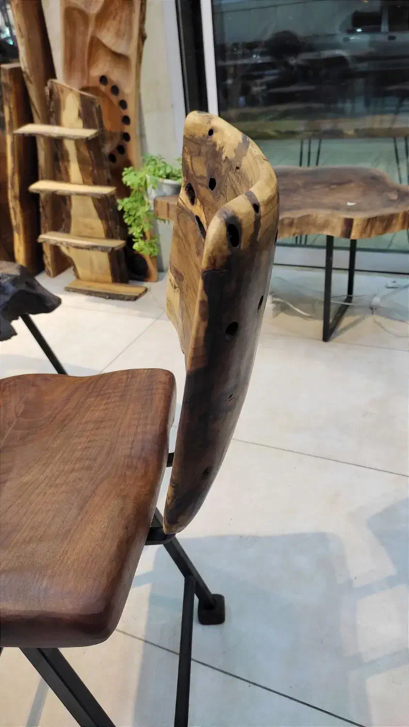 صندلی چوبی روستیک چوب گردو صندلی ناهارخوری خاص|میز و صندلی غذاخوری|مشهد, الهیه|دیوار