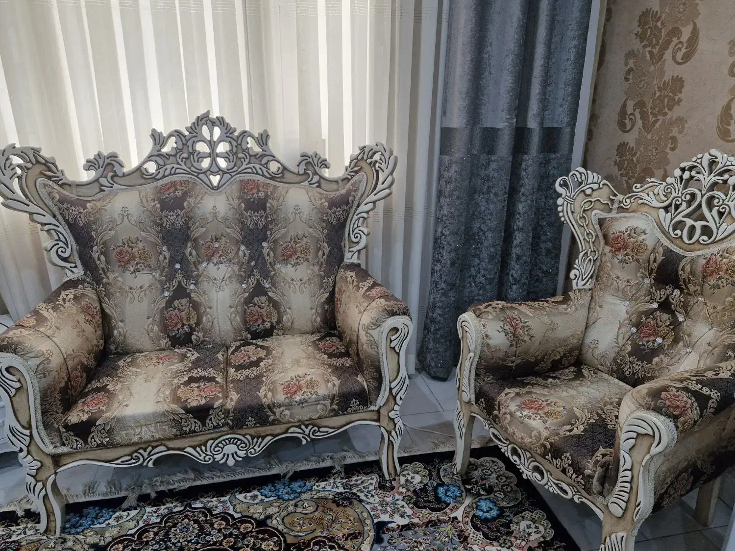 مبلمان ۷ نفره طرح قلب شیک وسالم فقط ۵ تومان|مبلمان خانگی و میز عسلی|باقرشهر, |دیوار
