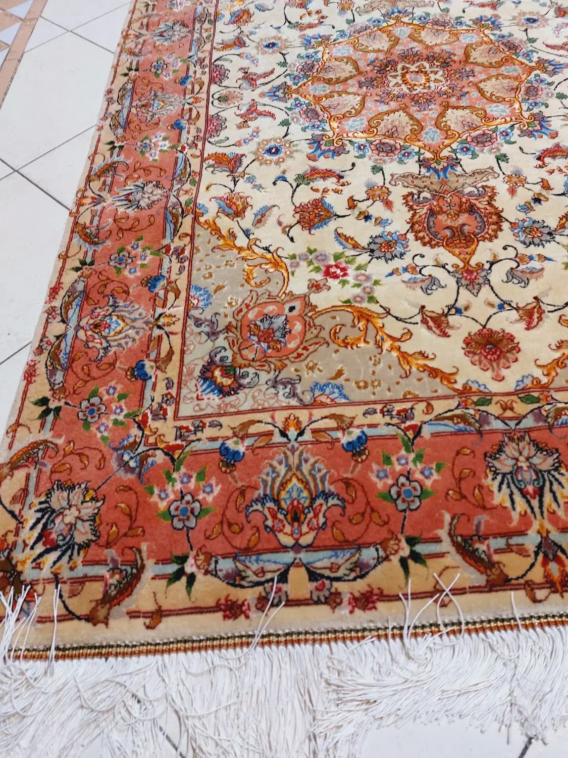 زرع ونیم دستباف ۵۰رج تبریز طرح بنام چله وگل ابریشم|فرش|تهران, بازار|دیوار