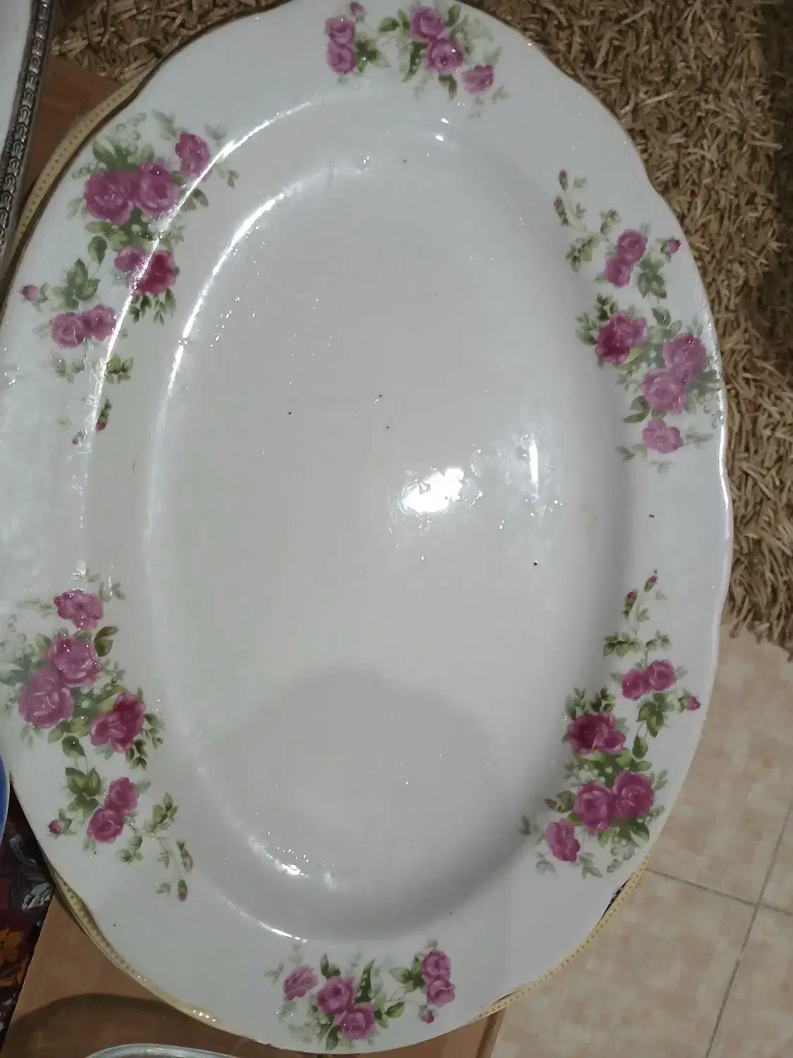 دیس گلسرخ اصل عتیقه|ظروف سرو و پذیرایی|رشت, منظریه|دیوار