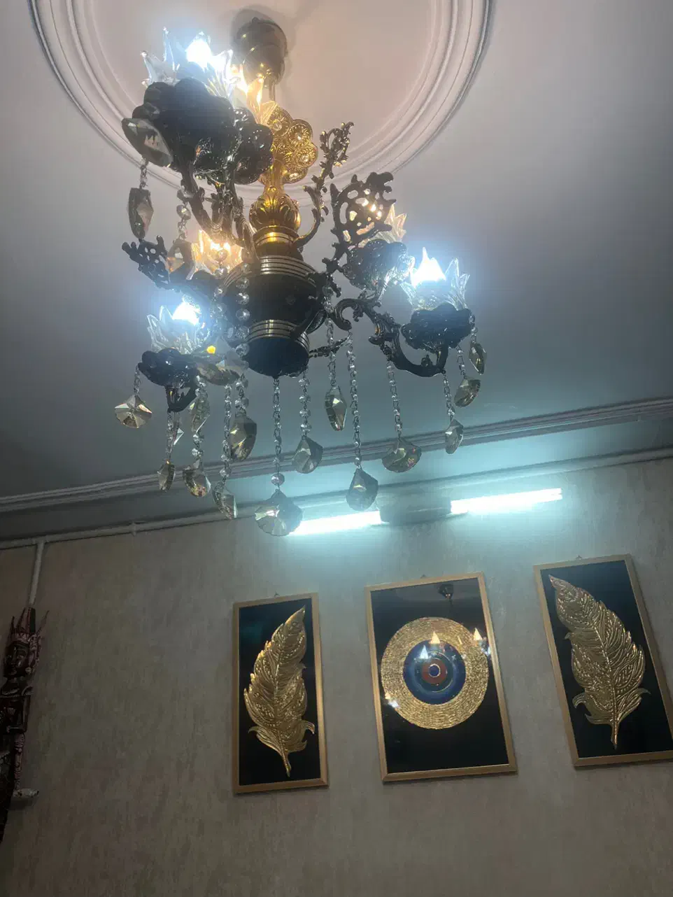 لوستر برنز سه شاخه و ۶شعله|لوستر و چراغ آویز|ملارد, |دیوار