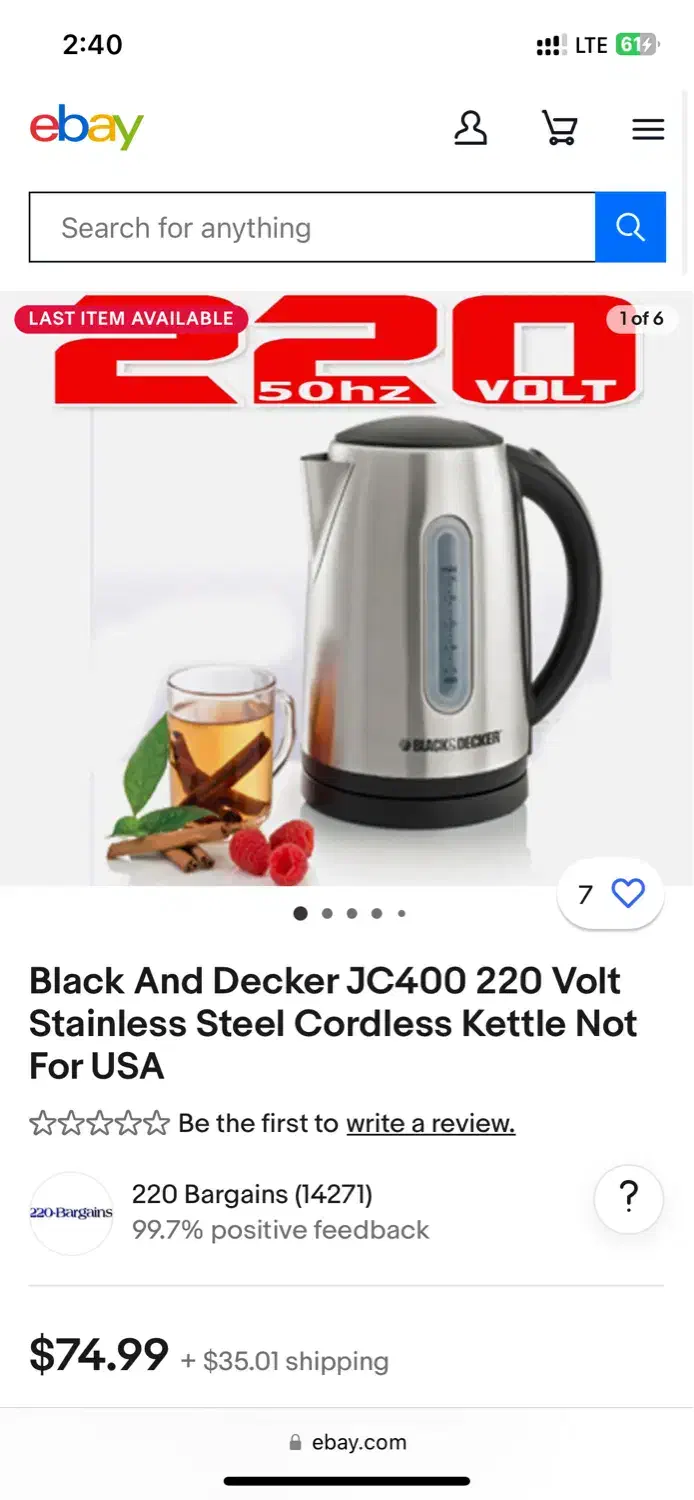 کتری برقی بلک اند دکر Black and Decker|اجاق گاز و لوازم برقی پختوپز|تهران, شهرک غرب|دیوار