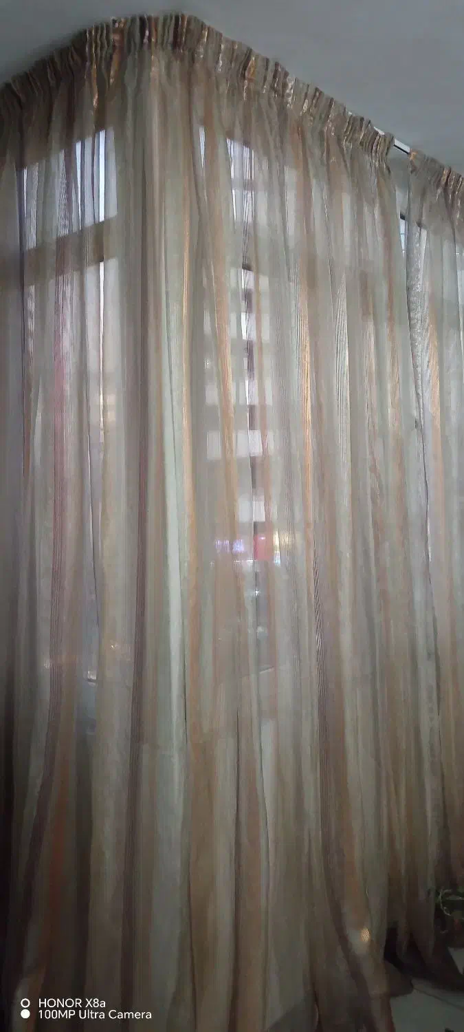 پرده حریر متراژبالا رنگ کرم نباتی|پرده، رانر، رومیزی|کرج, گوهردشت|دیوار