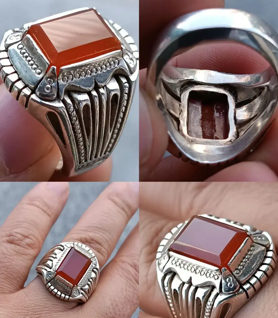 انگشتر کلکسیونی عقیق یمنی کهنه خطی باباقوری|جواهرات|تبریز, |دیوار