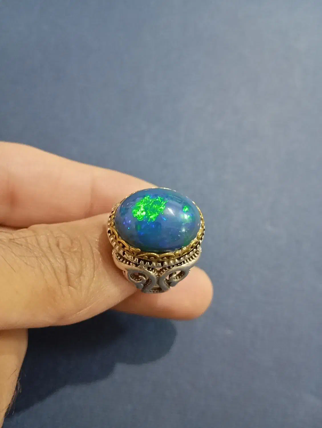 انگشتر اوپال آبی پرتلالو شاهکار و چشمگیر|جواهرات|تهران, نعمت‌آباد|دیوار