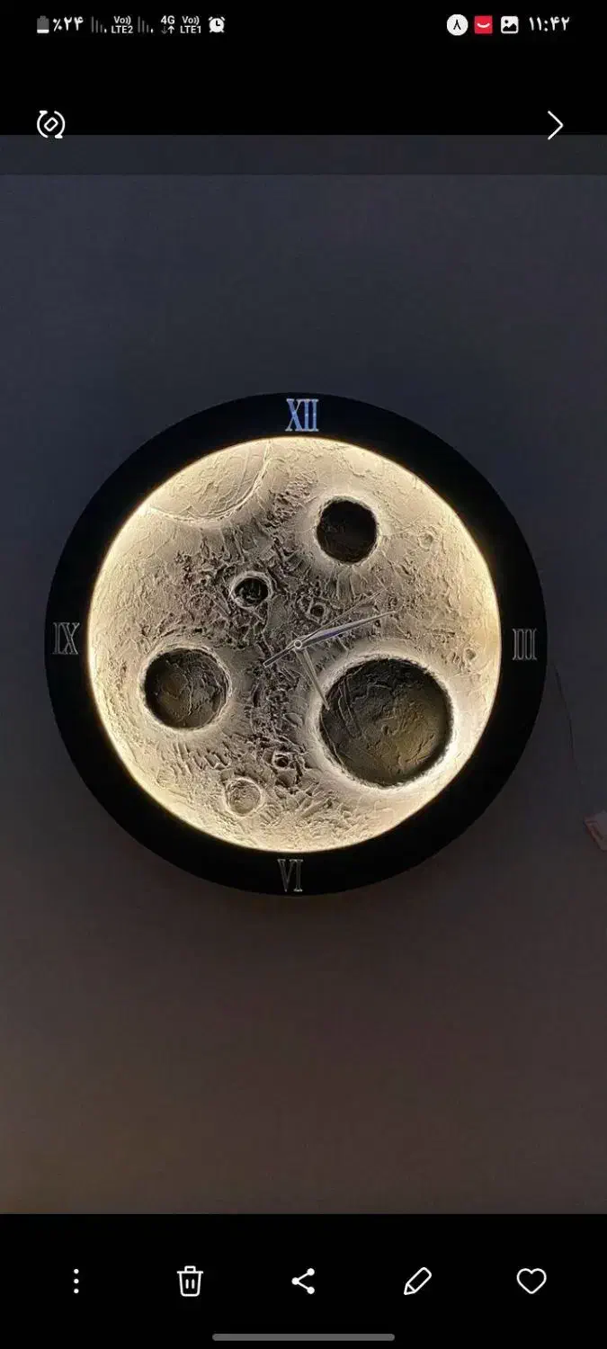 تابلو ساعت  ماه چراغ دار|ساعت دیواری و تزئینی|مشهد, رده|دیوار