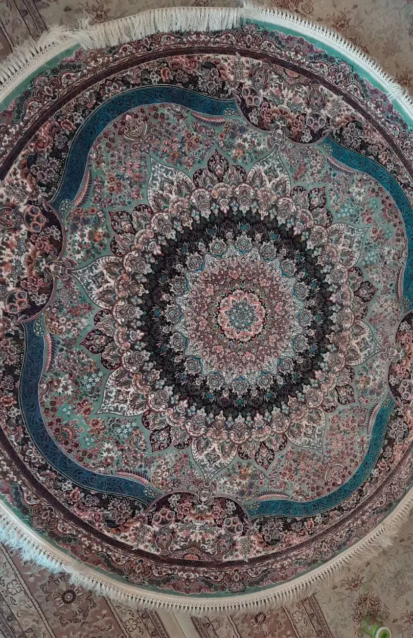 فرش گرد تافته پرهام فیروزه‌ای گلستان قطر ۲ متر، نو|فرش|تهران, مهران|دیوار