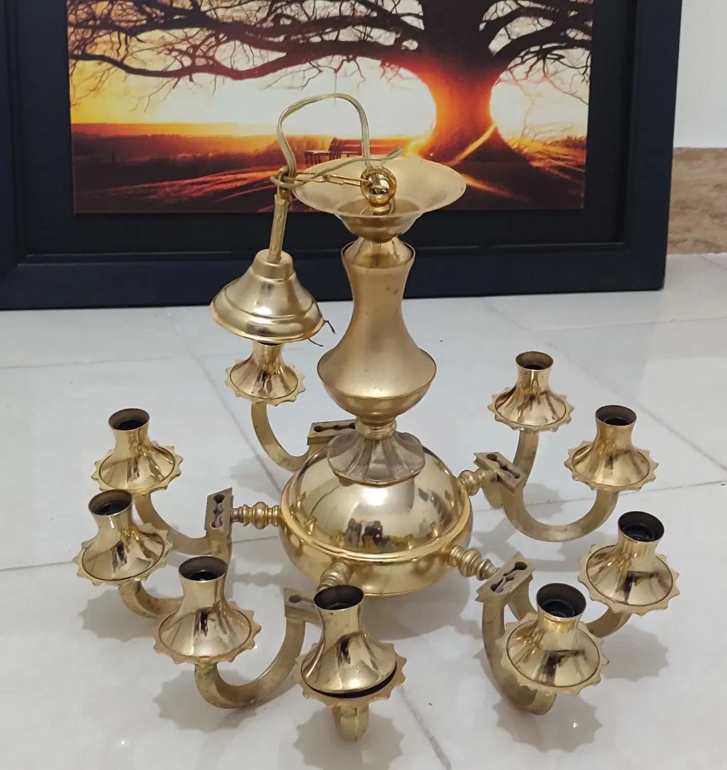 لوستر ابکاری طلا|لوستر و چراغ آویز|رباط‌کریم, رباط‌کریم|دیوار