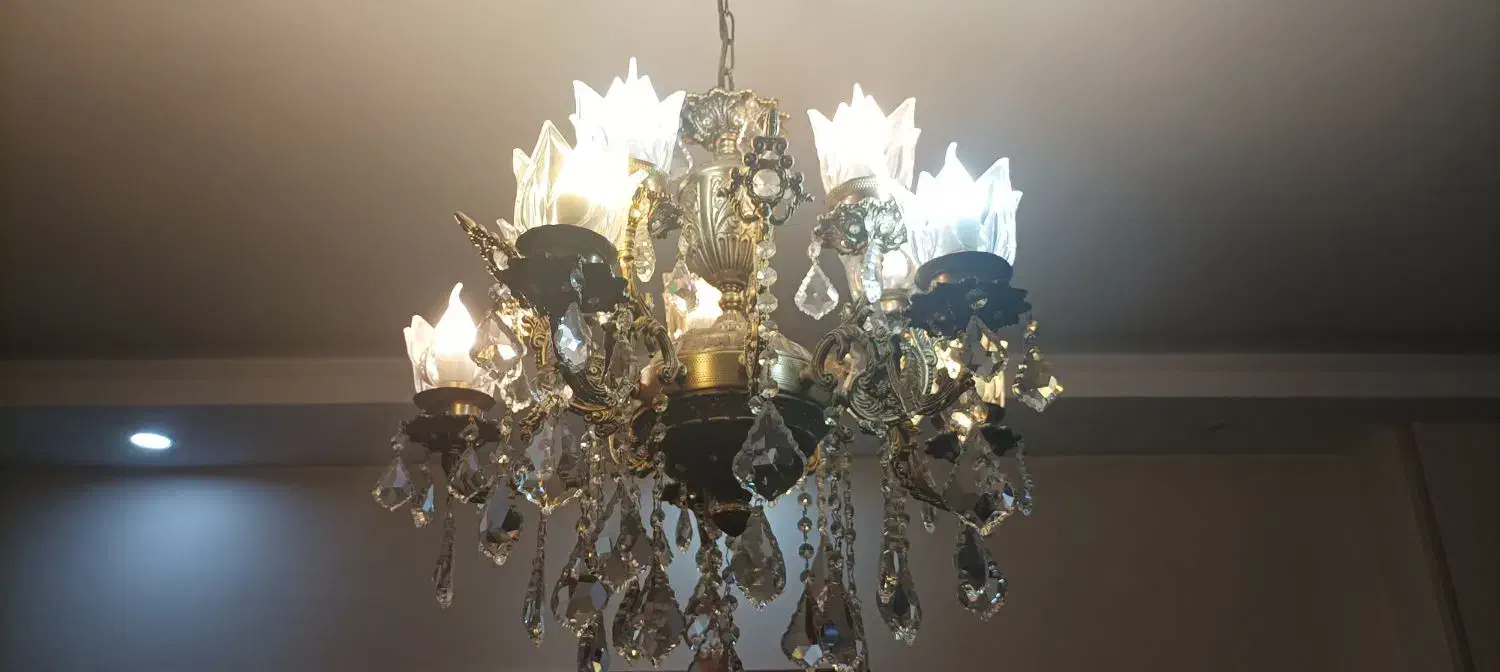 لوستر آلومینیوم روکش برنز سیاه قلم|لوستر و چراغ آویز|تهران, سازمان آب|دیوار