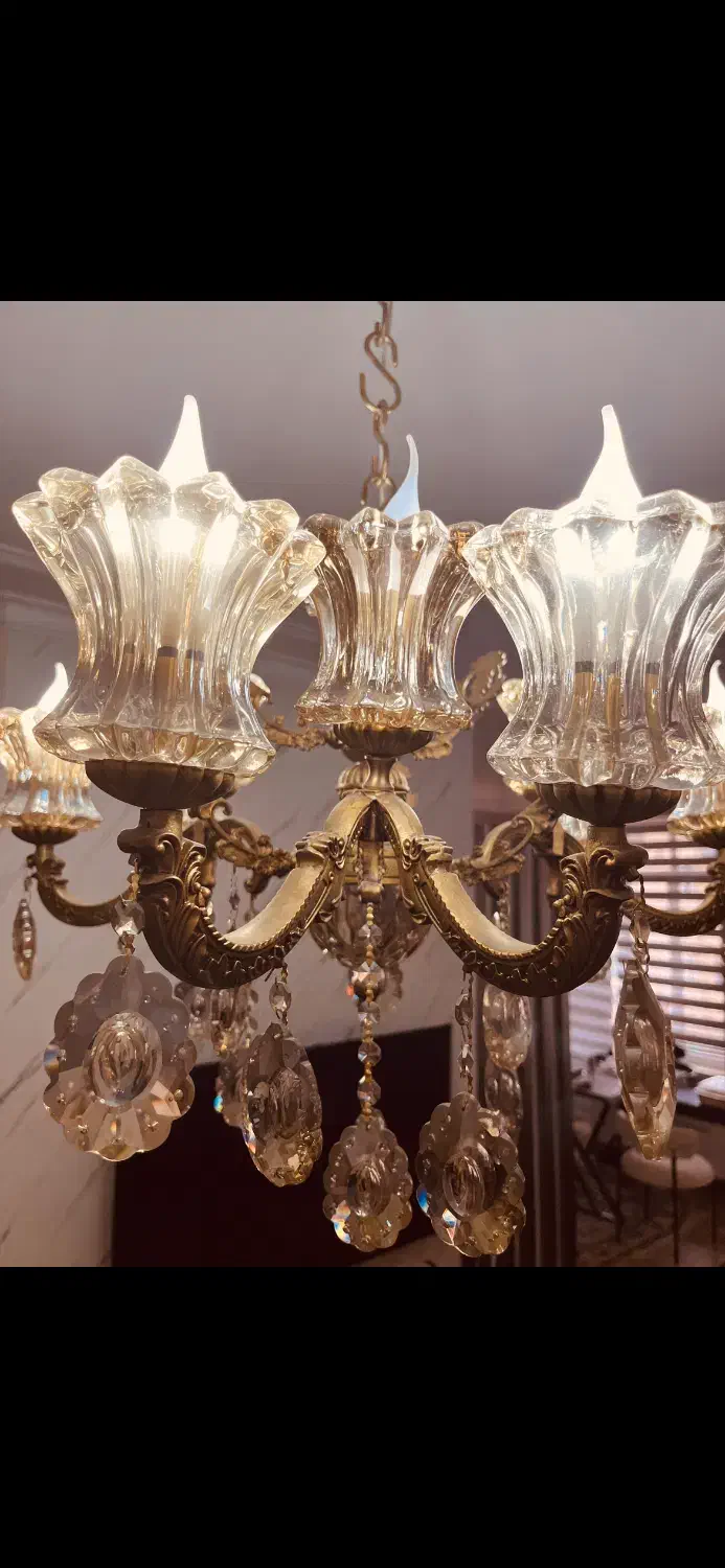 لوستر برنز نه شاخه|لوستر و چراغ آویز|تبریز, |دیوار