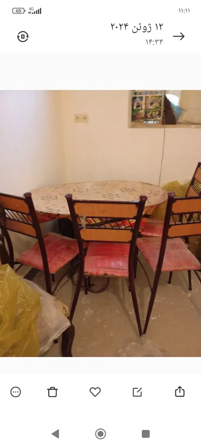 میز صندلی تمیز چهار نفره ،|میز و صندلی غذاخوری|شوشتر, |دیوار