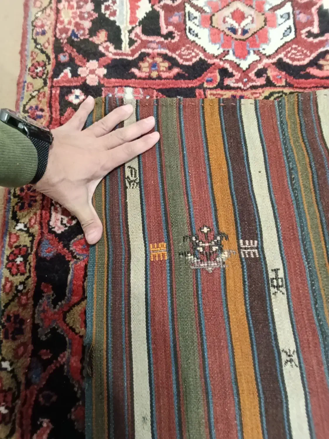 جاجیم قدیمی سالم سالم کلکسیونی|گلیم، جاجیم، گبه|تبریز, |دیوار