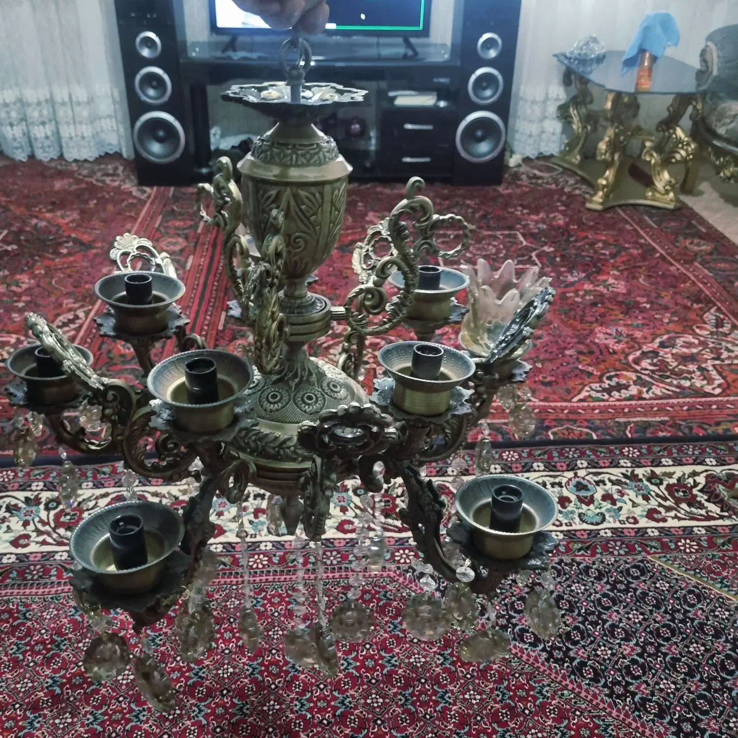 لوستر برنجی ده شعله نو آکبند نصب اصلا نشده|لوستر و چراغ آویز|فردیس, شهرک شهید حسینی|دیوار